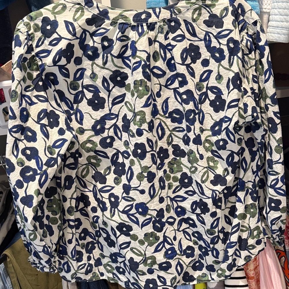 Velvet by Graham & Spencer Navy and Olive Floral Blouse - Picture 5 of 5
